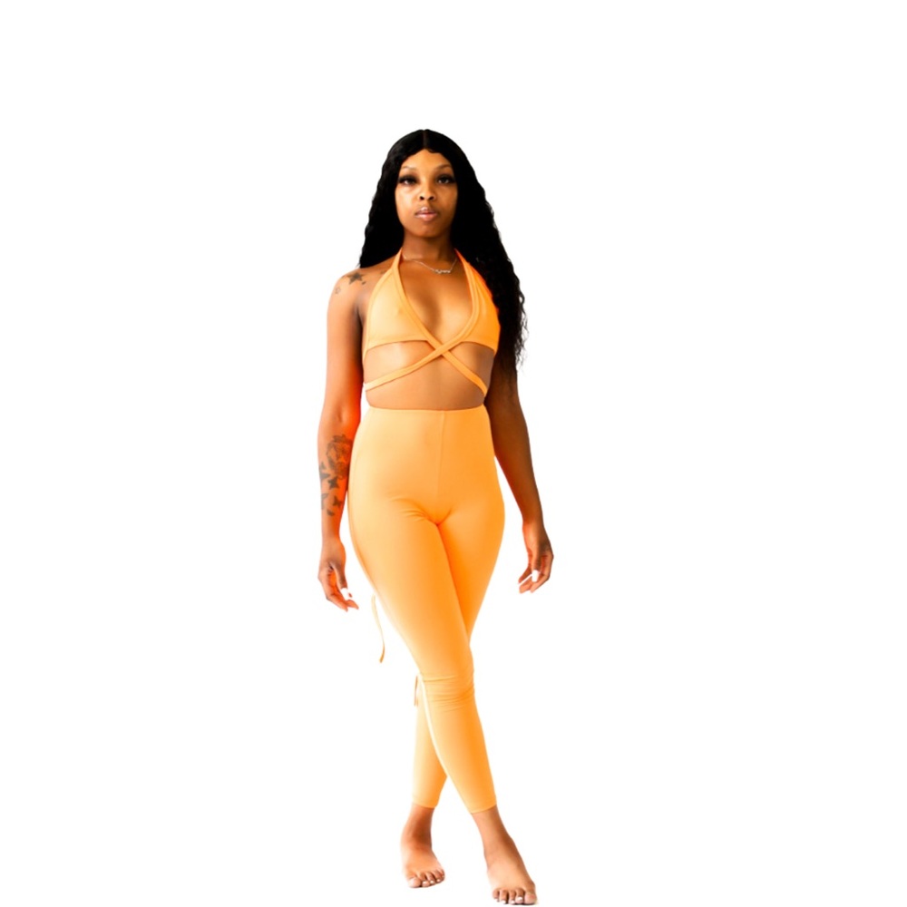 ✨ Orange Crop Top 2 Piece Set✨